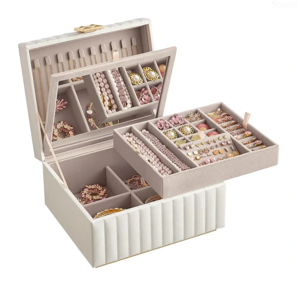 2 tier multi storage jewelry box with mirror, NWOT
